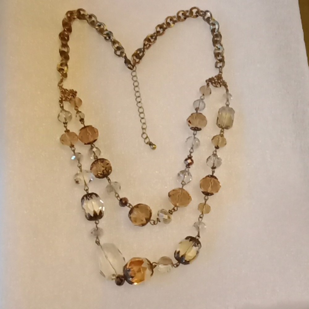 Vintage Heavy Faceted Glass Bead Necklace #824